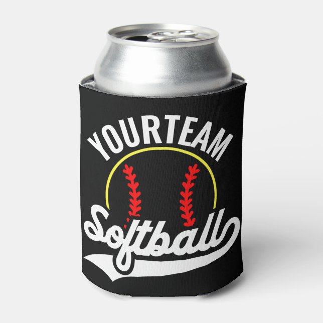 Softball Team Player ADD NAME Personalized League Can Cooler (Can Front)