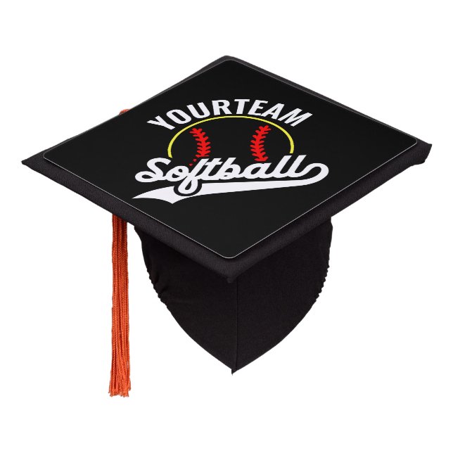 Softball Team Player ADD NAME Personalized League Graduation Cap Topper (Angled)