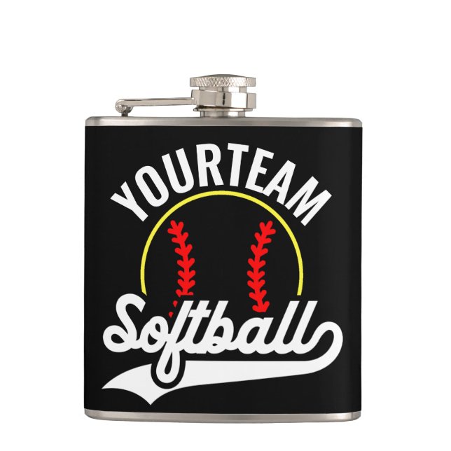 Softball Team Player ADD NAME Personalized League Hip Flask (Front)