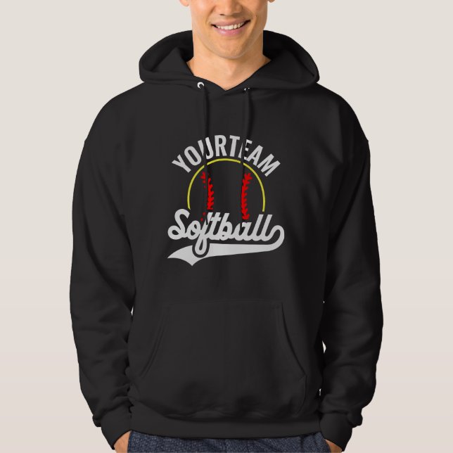 Softball Team Player ADD NAME Personalized League Hoodie (Front)