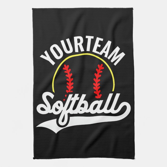 Softball Team Player ADD NAME Personalized League Kitchen Towel (Vertical)