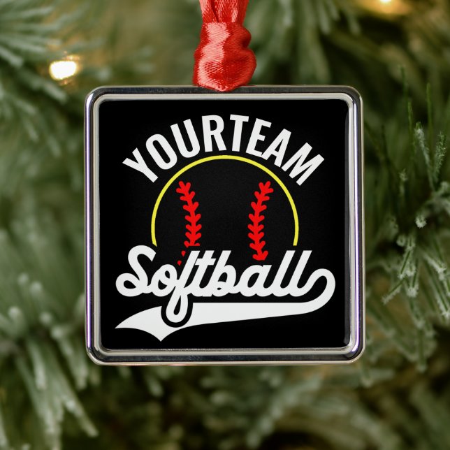 Softball Team Player ADD NAME Personalized League Metal Ornament (Tree)
