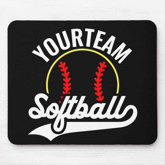 Softball Team Player ADD NAME Personalized League Mouse Pad (Front)