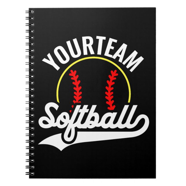 Softball Team Player ADD NAME Personalized League Notebook (Front)