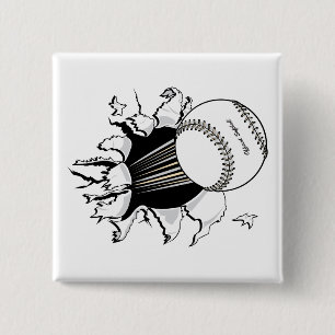 softball tearing through fast ball graphic 2 inch square button