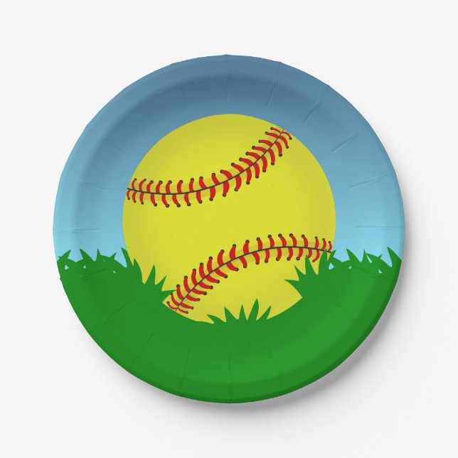Softball Theme Paper Plate (Front)