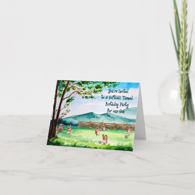 Softball Themed Birthday Party for Son Invitation (Front)