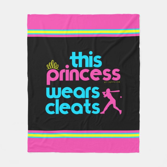 Softball: This Princess Wears Cleats - Golly Girls Fleece Blanket (Front)