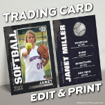 Softball Trading Card Silver Baseball Player Card<br><div class="desc">Custom Silver Softball Trading Card <<>> This is the perfect gift to celebrate the achievements of a softball player, a personalized collection card for a passionate softball fan, or gift these cards to each team player and coach to be forever cherished as a memory. This unique sports trading card design...</div>
