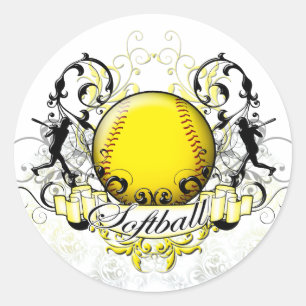 Softball Tribal Classic Round Sticker