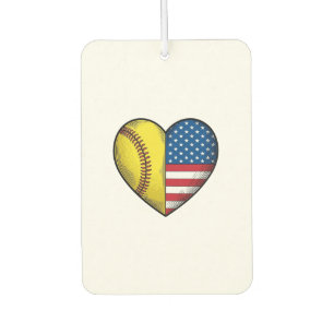 Softball USA Flag Heart Vintage Vector Design_1 Air Freshener
