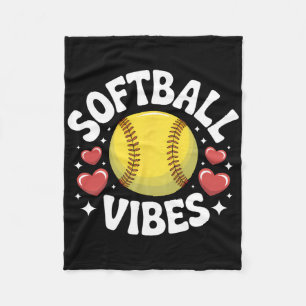 Softball Vibes Cute Fastpitch Softball Team Player Fleece Blanket