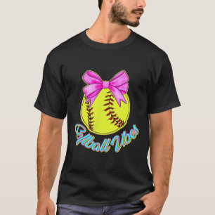 Softball Vibes Preppy Game Day Girls Women 2 Sided T-Shirt