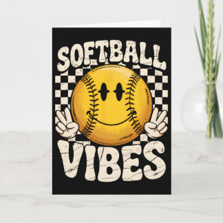 Softball Vibes Softball Retro Groovy Game Day Girl Card