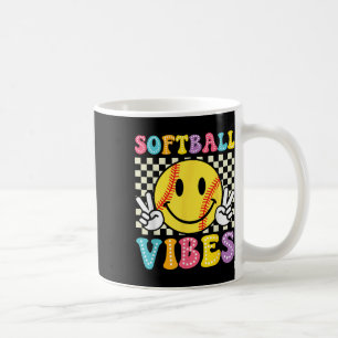 Softball Vibes Softball Retro Groovy Game Day Girl Coffee Mug