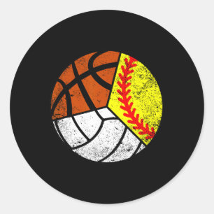 Softball Volleyball Basketball Player Funny Ball S Classic Round Sticker