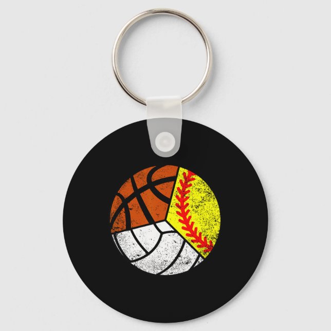 Softball Volleyball Basketball Player Funny Ball S Keychain (Front)