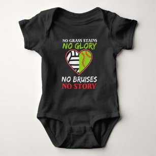 Softball Volleyball Heart No Grass Stains Gift Baby Bodysuit