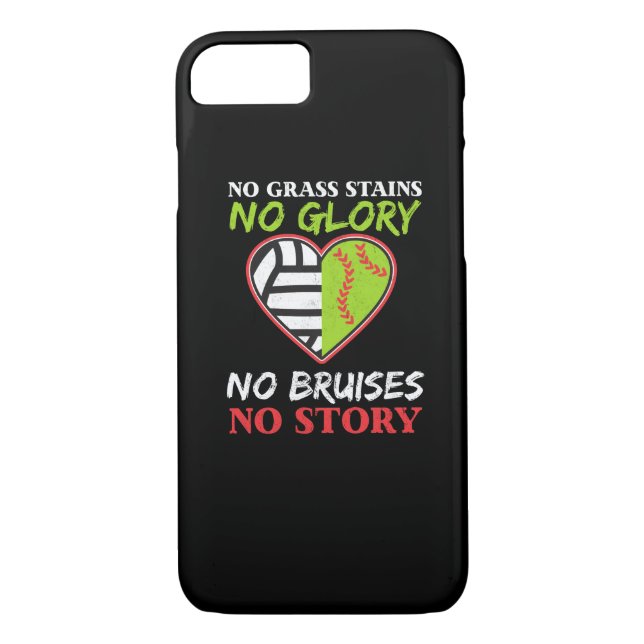 Softball Volleyball Heart No Grass Stains Gift Case-Mate iPhone Case (Back)