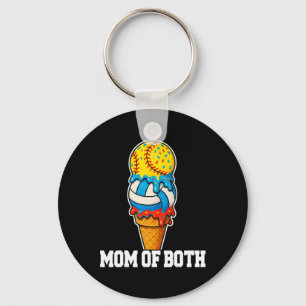 Softball Volleyball Mom Ice Cream Drip Summer Game Keychain