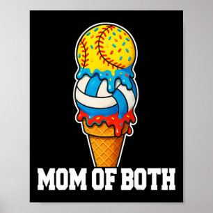 Softball Volleyball Mom Ice Cream Drip Summer Game Poster
