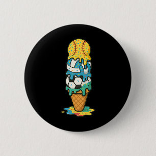 Softball Volleyball Soccer Ice Cream Drip Summer G 2 Inch Round Button