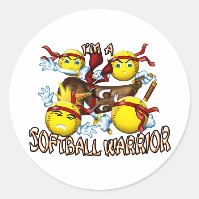 Softball Warrior Classic Round Sticker (Front)