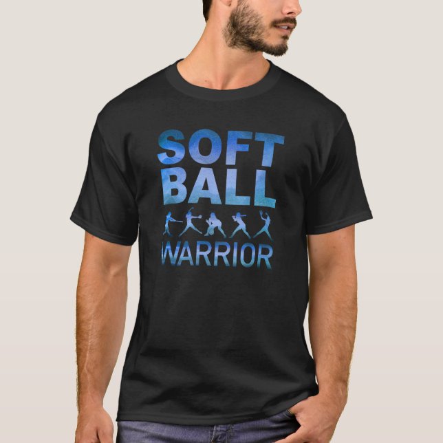 Softball Warrior with Batting, Pitching and Fieldi T-Shirt (Front)