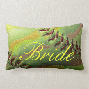 Softball Wedding Theme Pearled Bride Lumbar Pillow