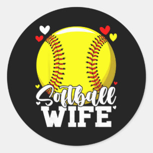 Softball Wife For Women Family Matching Players Mo Classic Round Sticker