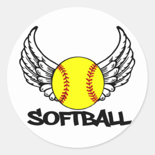 Softball with Wings Classic Round Sticker