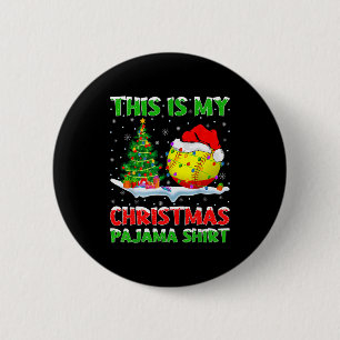Softball Xmas Tree Lights This Is My Christmas Paj 2 Inch Round Button