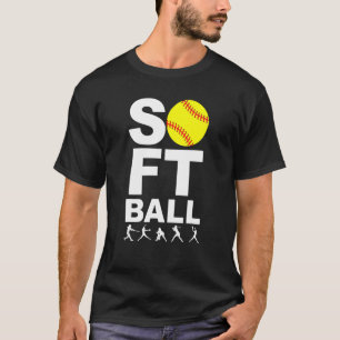 SOFTBALL Yellow Ball with Batting, Pitching Stance T-Shirt