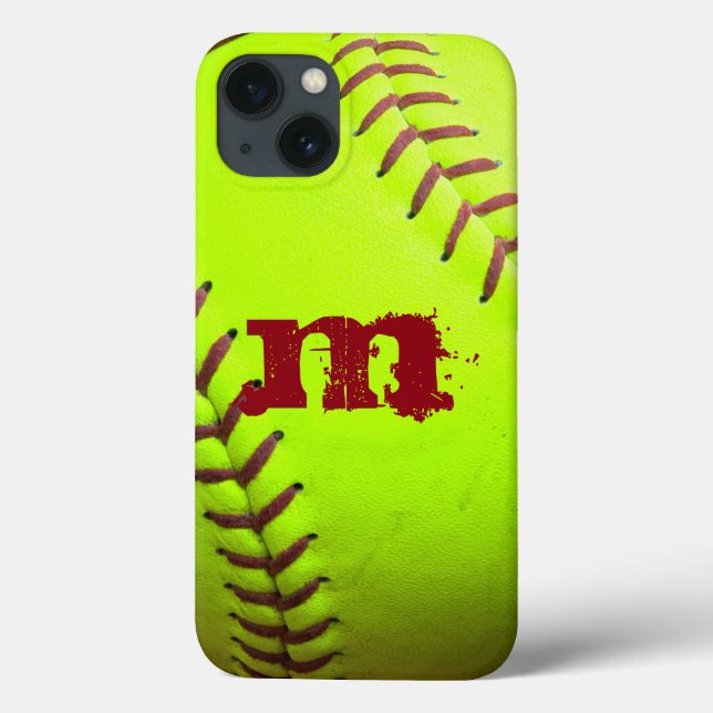 Softball Yellow Fast Pitc Monogram SAMSUNG S4 Case (Back)