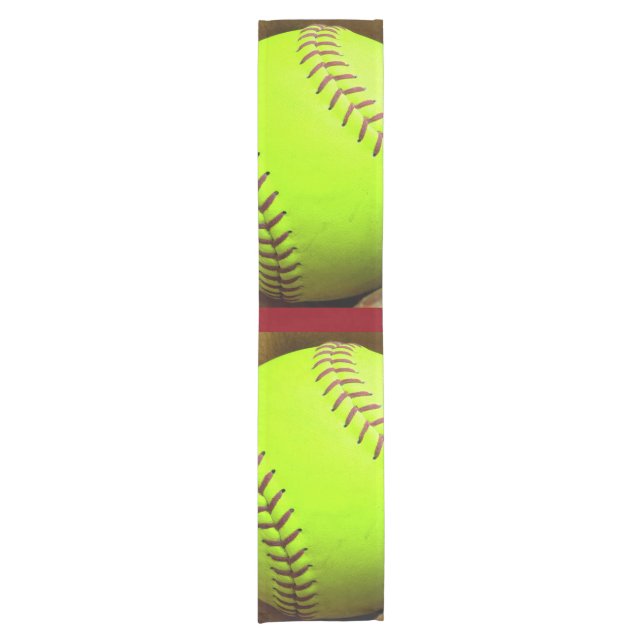 Softball Yellow Fast Pitch 14" X 72" Table Runner (Front)