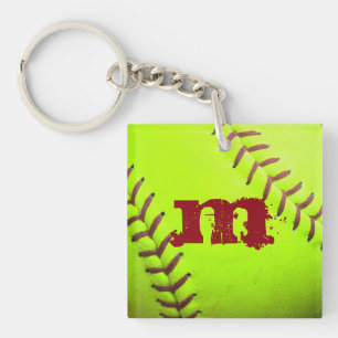 Softball Yellow Fast Pitch 8U 10U 12U 14 Key Chain