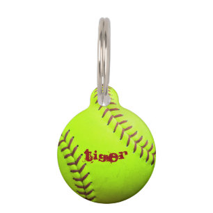 Softball Yellow Fast Pitch 8U 10U 12U 14U Pet Tag