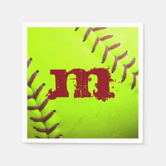 Softball Yellow Fast Pitch 8U 10U Cocktail Napkin