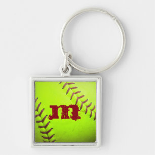 Softball Yellow Fast Pitch 8U Monogram Key Chain