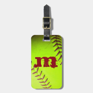 Softball Yellow Fast Pitch 8U Monogram Luggage Tag