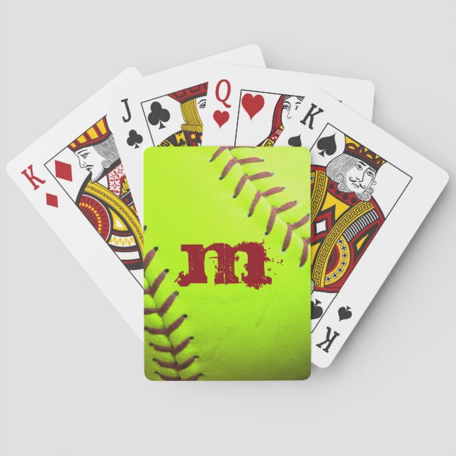 Softball Yellow Fast Pitch 8U Poker Playing Cards (Back)