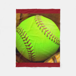 Softball Yellow Fast Pitch Fleece Blanket, 30"x40"