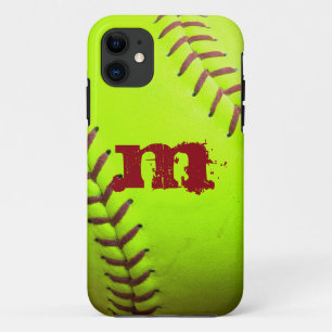 Softball Yellow Fast Pitch Monogram IPHONE 5 Case