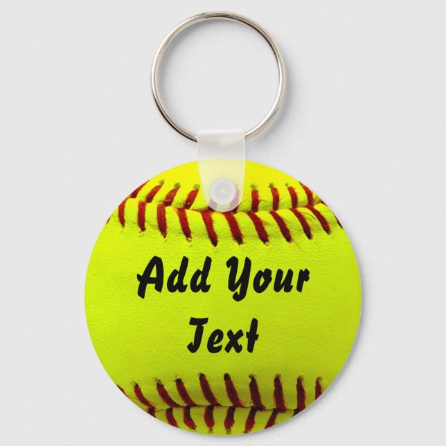 Softball Yellow Softball Sports Team Coach Keychain (Front)