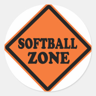 Softball Zone Road Sign Classic Round Sticker