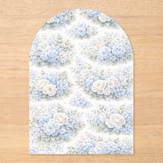 SoftBlue Floral Pattern Elegant Romantic Botanical Acrylic Invitations