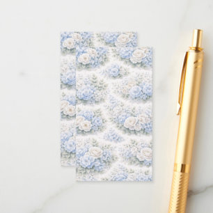 SoftBlue Floral Pattern Elegant Romantic Botanical Enclosure Card