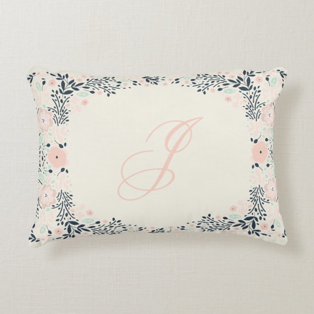Softest Monogram | Floral Personal Custom Accent Pillow (Front)