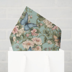 Softest Pink Blue Floral & Butterfly Tissue Paper