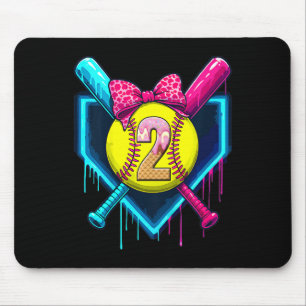 Softll 2 Years Old Ice Cream Drip 2nd Birthday Gir Mouse Pad